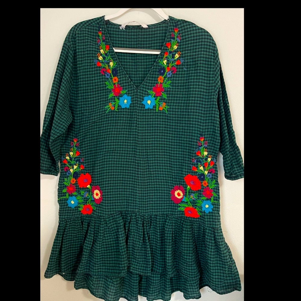 Zara embroidered ruffle dress.